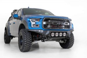 Ford F-150 Raptor Bumper - Front - Addictive Desert Designs - Bomber with 4 Rigid 360 6in Round Mounts - Hammer Black - `17-`20